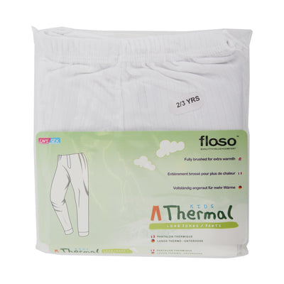 White - Back - FLOSO Unisex Childrens-Kids Thermal Underwear Long Johns-Pants