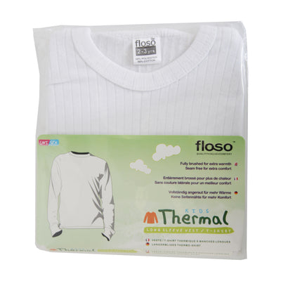 White - Side - FLOSO Unisex Childrens-Kids Thermal Underwear Long Sleeve T-Shirt-Top