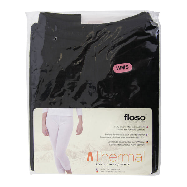 Black - Back - FLOSO Ladies-Womens Thermal Underwear Long Jane-Johns (Standard Range)