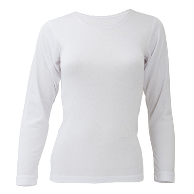 White - Front - FLOSO Ladies-Womens Thermal Underwear Long Sleeve T-Shirt-Top (Standard Range)