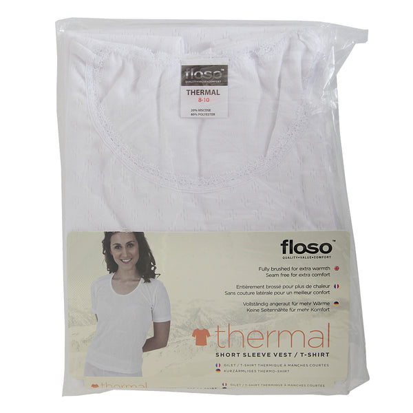 White - Back - FLOSO Ladies-Womens Thermal Underwear Short Sleeve T-Shirt-Top (Standard Range)