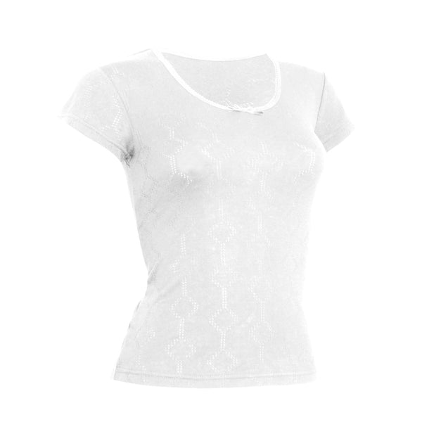 White - Back - FLOSO Ladies-Womens Thermal Underwear Short Sleeve T-Shirt (Viscose Premium Range)