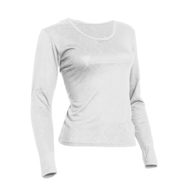 White - Back - FLOSO Ladies-Womens Thermal Underwear Long Sleeve T-Shirt (Viscose Premium Range)