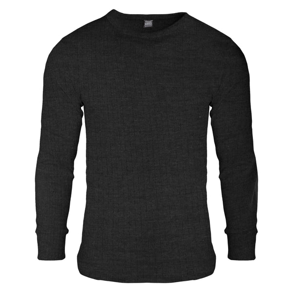Charcoal - Front - FLOSO Mens Thermal Underwear Long Sleeve T Shirt Top (Standard Range)