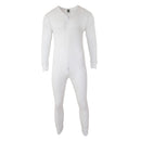 White - Front - FLOSO Mens Thermal Underwear All In One Union Suit