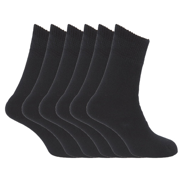 Black - Front - FLOSO Ladies-Womens Premium Quality Multipack Thermal Socks, Double Brushed Inside (Pack Of 6)