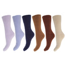 Brown-Blue Shades - Front - FLOSO Ladies-Womens Premium Quality Multipack Thermal Socks, Double Brushed Inside (Pack Of 6)