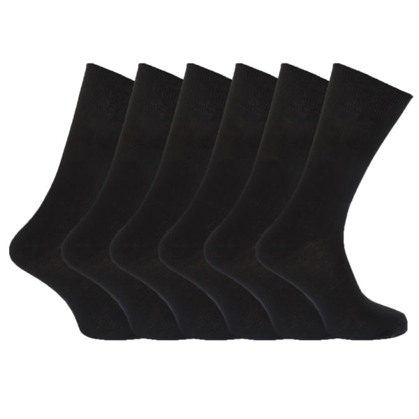 Black - Back - FLOSO Womens-Ladies Plain 100% Cotton Socks (Pack Of 6)