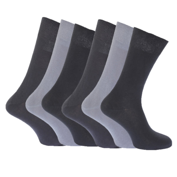 Shades of Grey - Back - FLOSO Womens-Ladies Plain 100% Cotton Socks (Pack Of 6)