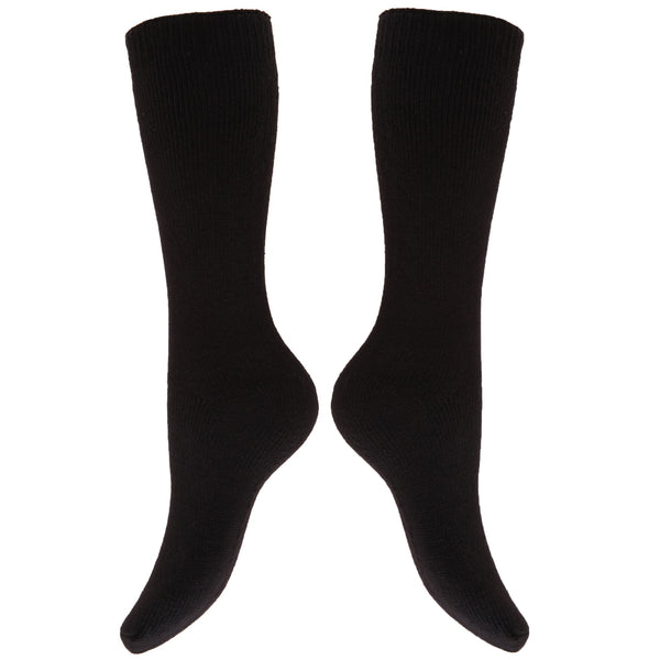 Black - Back - Floso Womens-Ladies Thermal Winter Wellington-Welly Boot Socks (2 Pairs)