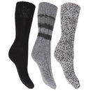 Black - Front - FLOSO Ladies-Womens Thermal Thick Chunky Wool Blended Socks (Pack Of 3)