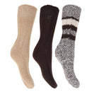 Brown - Front - FLOSO Ladies-Womens Thermal Thick Chunky Wool Blended Socks (Pack Of 3)