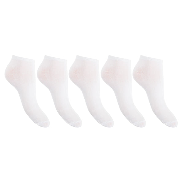 White - Front - Floso Womens-Ladies Trainer Socks (Pack Of 5)
