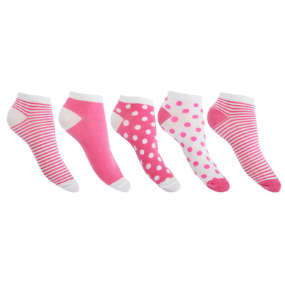 Pink - Front - Floso Womens-Ladies Trainer Socks (Pack Of 5)