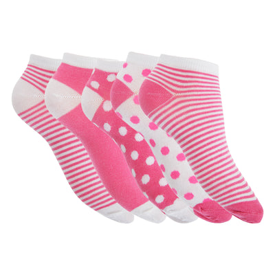 Pink - Back - Floso Womens-Ladies Trainer Socks (Pack Of 5)