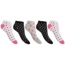 Polka Dots - Front - Floso Womens-Ladies Trainer Socks (Pack Of 5)