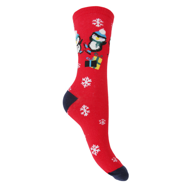 Navy-Red-Blue - Back - FLOSO Womens-Ladies Christmas Character Design Novelty Socks (4 Pairs)