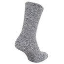 Grey - Front - FLOSO Ladies Warm Slipper Socks With Rubber Non Slip Grip